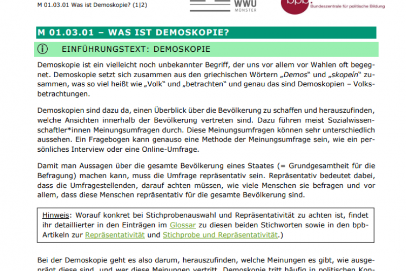 M 01.03.01 Was Ist Demoskopie? | Wahlen Nach Zahlen | Bpb.de