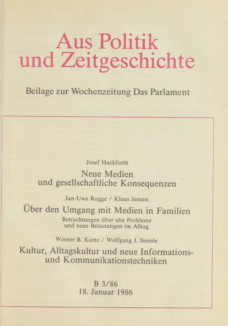 APuZ 3/1986 | Suchen Sie Im APuZ Archiv | Bpb.de