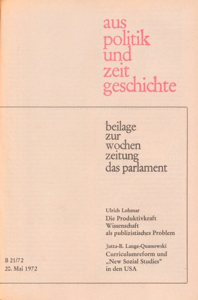 APuZ 21/1972 | Suchen Sie Im APuZ Archiv | Bpb.de