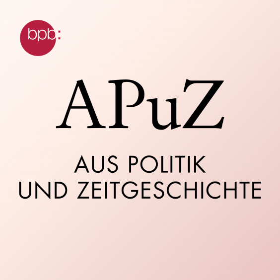 Auf dieser Grafik steht in schwarzer Schrift "APUZ - AUS POLITIK UND ZEITGESCHICHTE" auf einem rosafarbenen Hintergrund. In der linken oberen Ecke befindet sich das bpb-Logo.