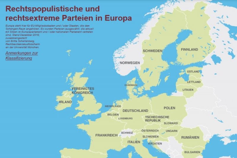 Karte Der Rechtspopulistischen Und Rechtsextremen Parteien In Europa ...